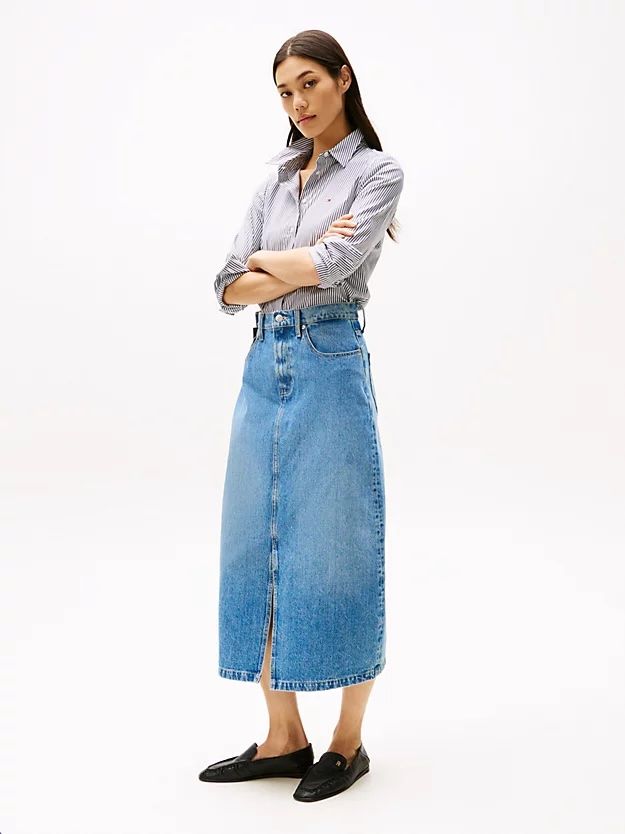 Tommy Hilfiger - Váy jean nữ High Rise Denim Midi Skirt