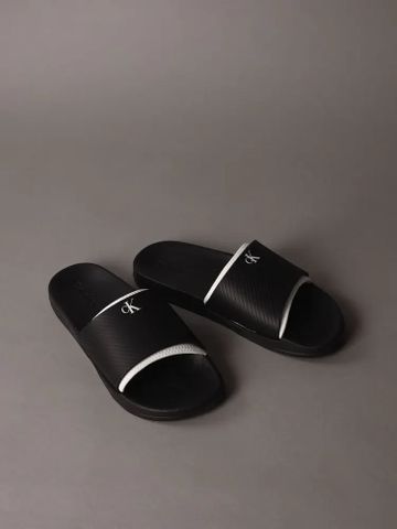 Calvin Klein - Dép quai ngang CK nam Slide Rubber Neoprene Text Slide