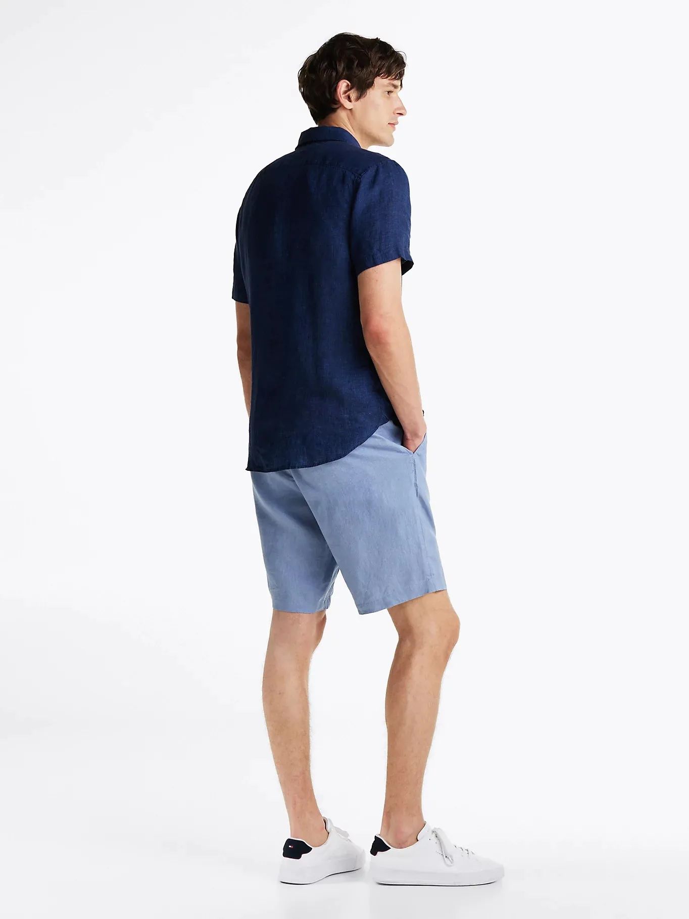Tommy Hilfiger - Áo sơ mi tay ngắn nam Pigment Dye Linen Solid Shirt