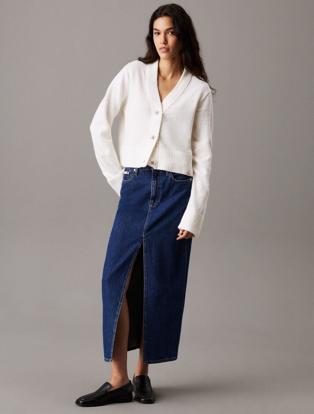 Calvin Klein - Áo khoác len CK nữ Fluffy Yarn Sweater Cardigan