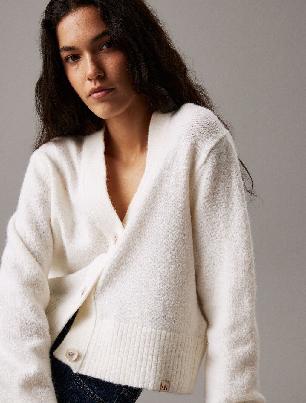 Calvin Klein - Áo khoác len CK nữ Fluffy Yarn Sweater Cardigan