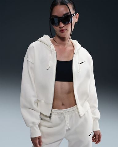 Nike - Áo khoác hoodie thể thao Nữ Phoenix Fleece Women's Loose Cropped Full-Zip Hoodie