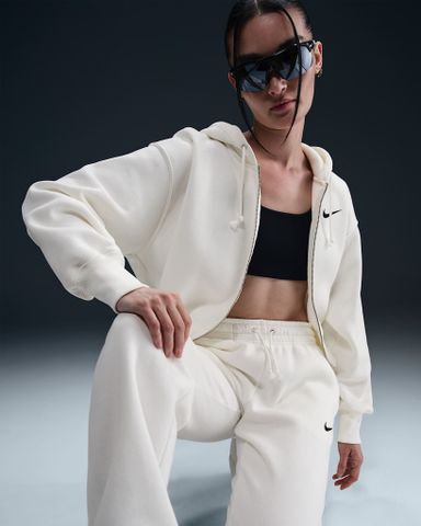 Nike - Áo khoác hoodie thể thao Nữ Phoenix Fleece Women's Loose Cropped Full-Zip Hoodie