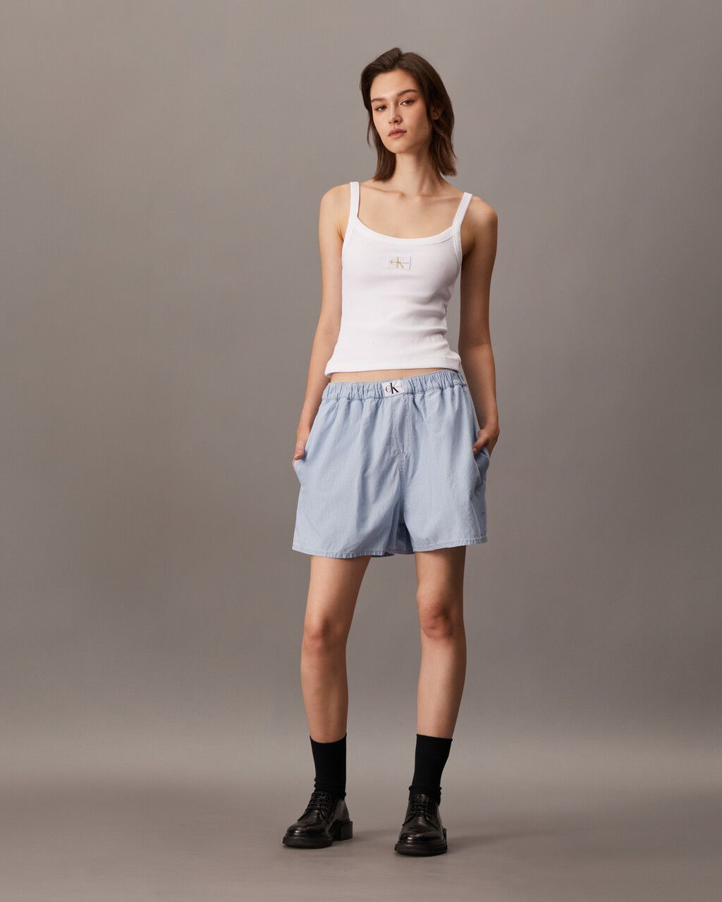 Calvin Klein - Quần ngắn CK nữ Relaxed Denim Boxer Shorts