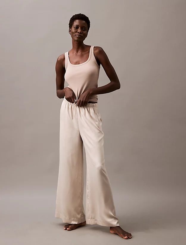 Calvin Klein - Quần ngủ CK nữ Sensual Satin Wide Leg Pant