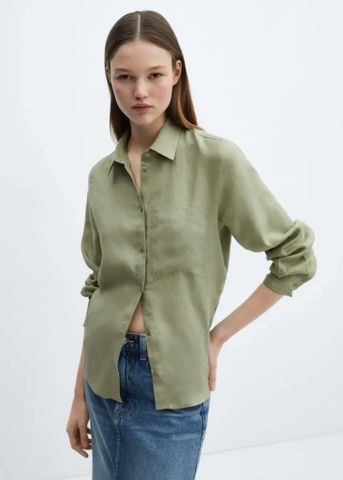 Mango - Áo sơ mi nữ Shirt Linen For Women