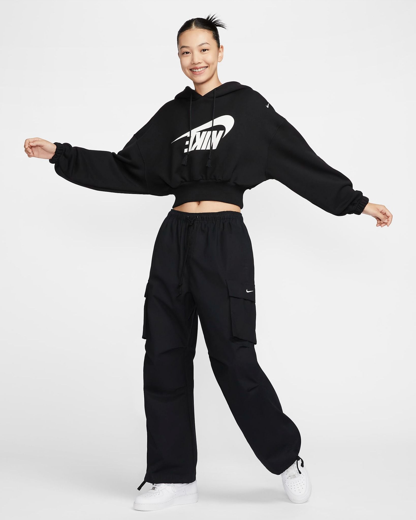 Nike - Áo khoác thể thao Nữ Women's Oversized Cropped French Terry Pullover Hoodie