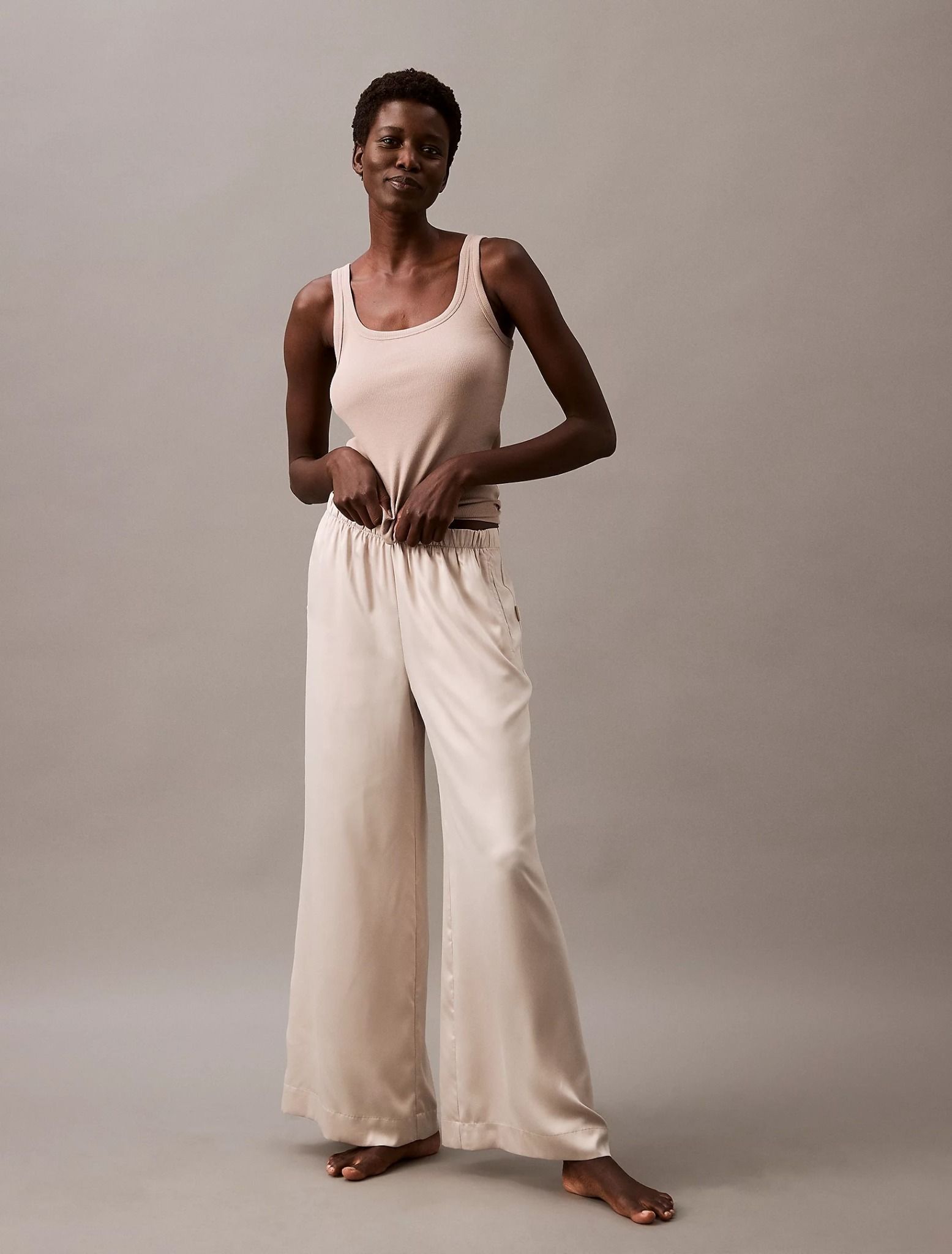Calvin Klein - Quần ngủ CK nữ Sensual Satin Wide Leg Pant