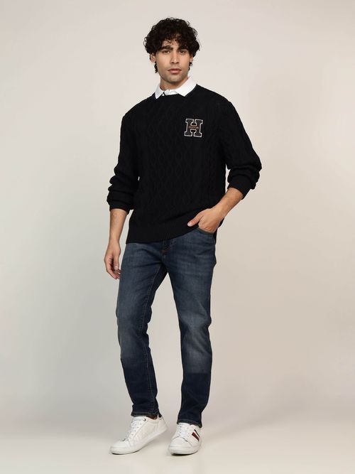 Tommy Hilfiger - Áo len tay dài nam Lny Cable Cneck Logo Sweater