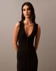 Calvin Klein - Đầm CK nữ Smooth Cotton Rib Sweater Midi V-Neck Dress
