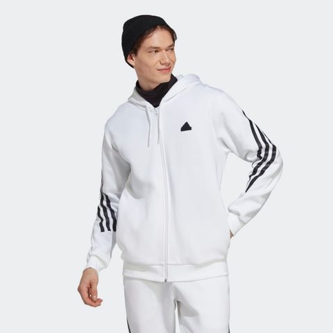 adidas - Áo khoác có mũ trùm đầu Nam Future Icons 3-Stripes Full-Zip Hoodie - White