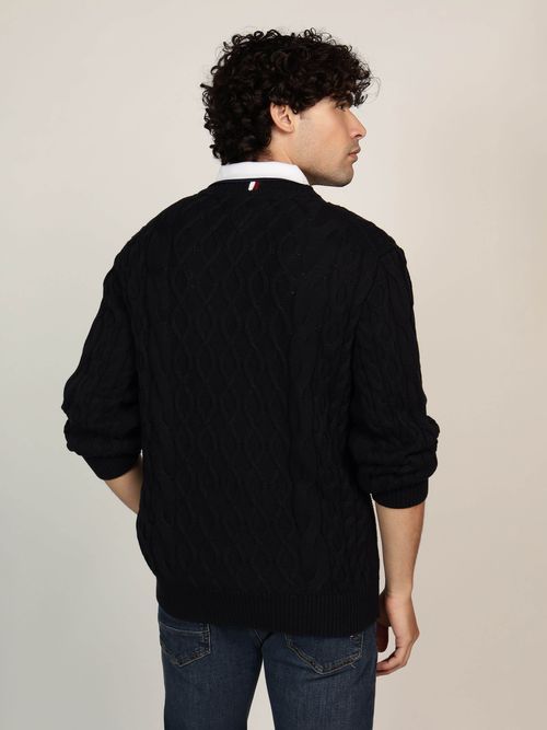 Tommy Hilfiger - Áo len tay dài nam Lny Cable Cneck Logo Sweater