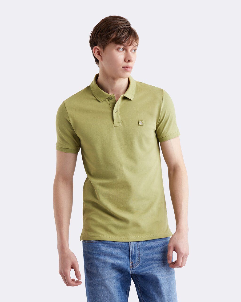 Calvin Klein - Áo polo tay ngắn nam Ck Badge Slim Smooth Cotton Polo