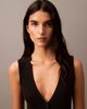 Calvin Klein - Đầm CK nữ Smooth Cotton Rib Sweater Midi V-Neck Dress