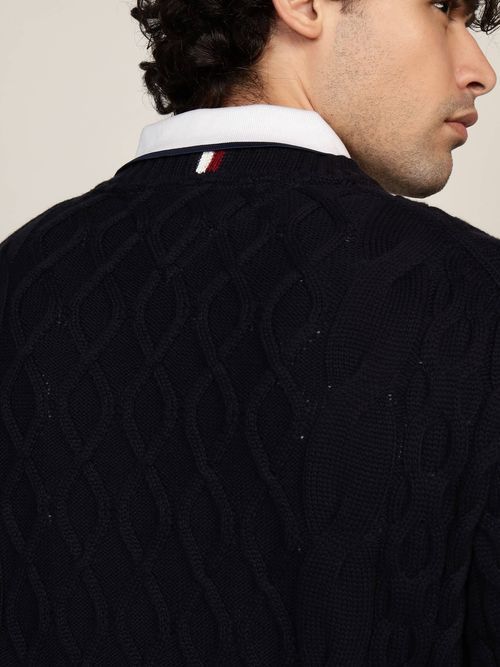 Tommy Hilfiger - Áo len tay dài nam Lny Cable Cneck Logo Sweater