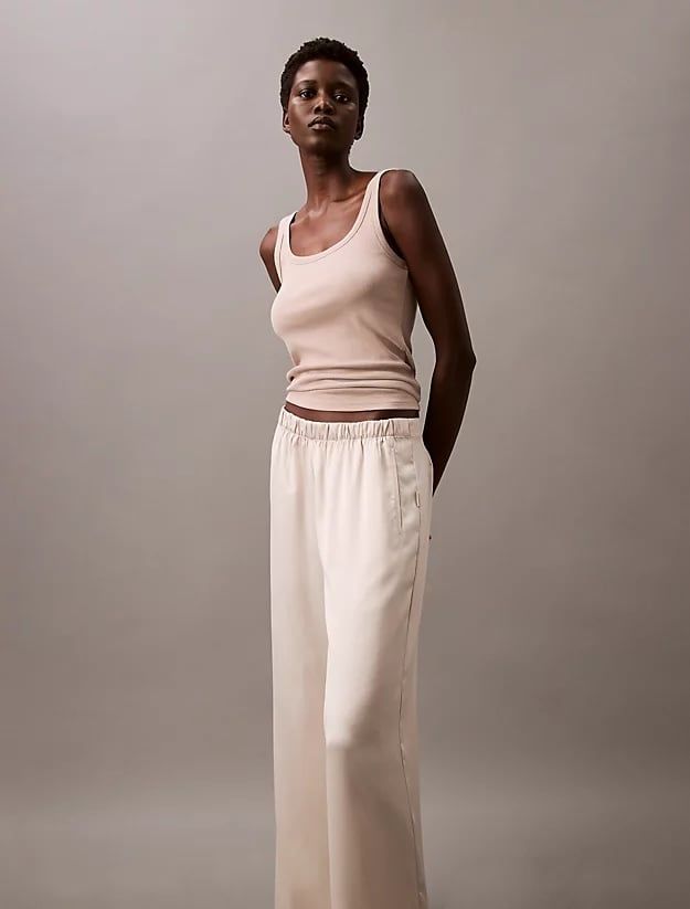 Calvin Klein - Quần ngủ CK nữ Sensual Satin Wide Leg Pant