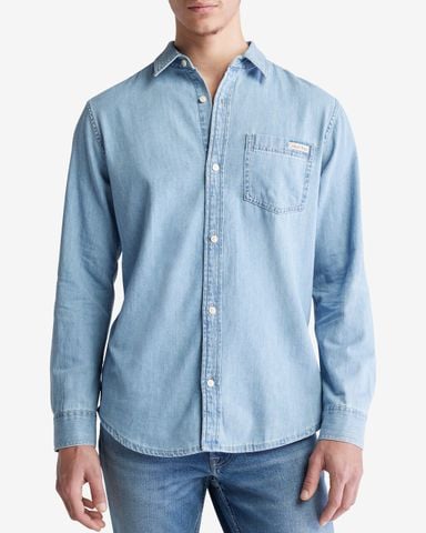 Calvin Klein - Áo sơ mi tay dài CK nam Casual Classic Light Wash Denim Shirt