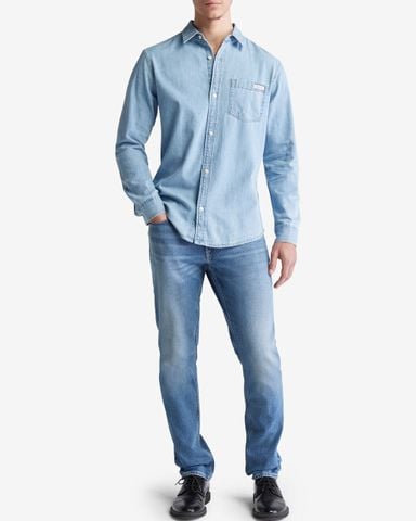Calvin Klein - Áo sơ mi tay dài CK nam Casual Classic Light Wash Denim Shirt - 4