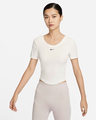 Nike - Áo tay ngắn thể thao Nữ Chill Knit Women's Tight Scoop-Back Short-Sleeve Mini-Rib Top