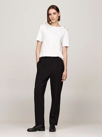 Tommy Hilfiger - Áo thun tay ngắn nữ Stripe Boat Neck Relaxed T-Shirt