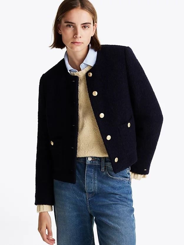 Tommy Hilfiger - Áo khoác dạ dệt kim Nữ Wool Blend Bouclé Cropped Jacket