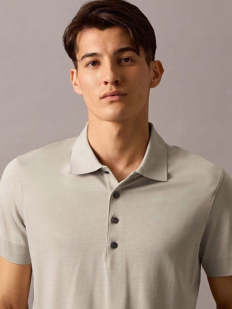 Calvin Klein - Áo polo tay ngắn nam CK Fine Knit Lyocell Blend Polo Shirt