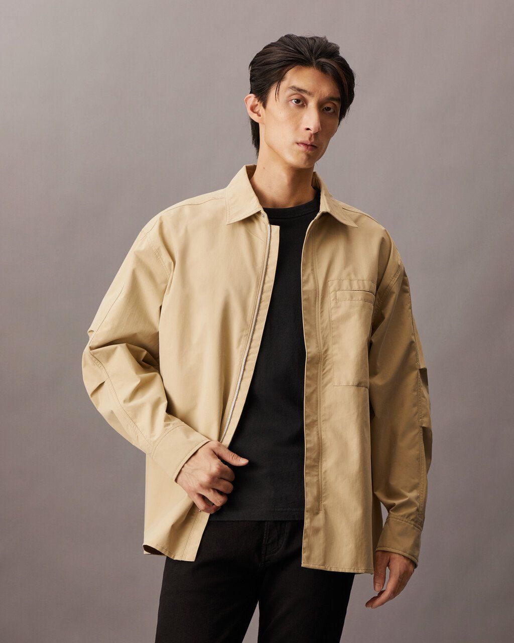 Calvin Klein - Áo sơ mi tay dài CK nam Utility Long Sleeve Zip Up Shirt