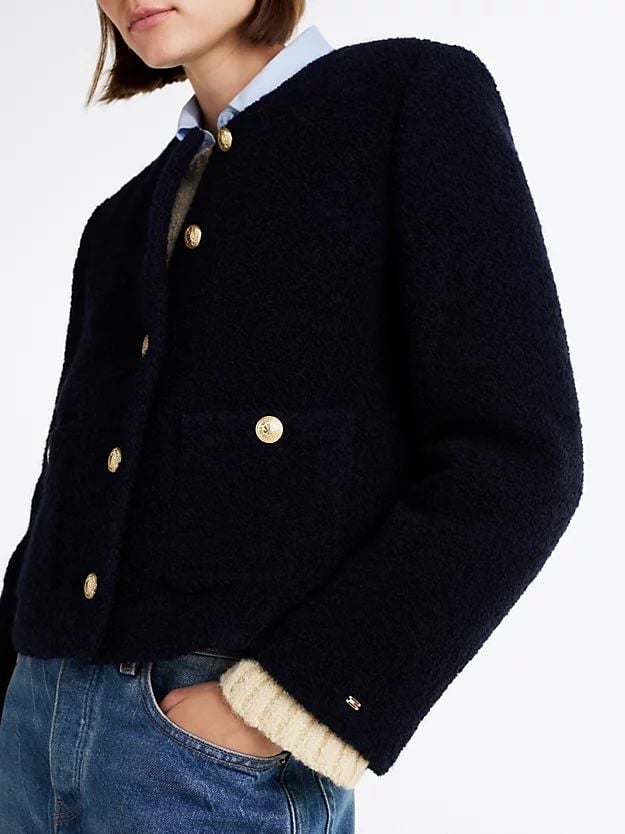 Tommy Hilfiger - Áo khoác dạ dệt kim Nữ Wool Blend Bouclé Cropped Jacket