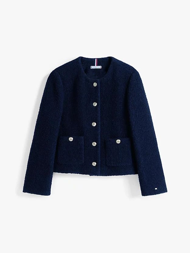 Tommy Hilfiger - Áo khoác dạ dệt kim Nữ Wool Blend Bouclé Cropped Jacket