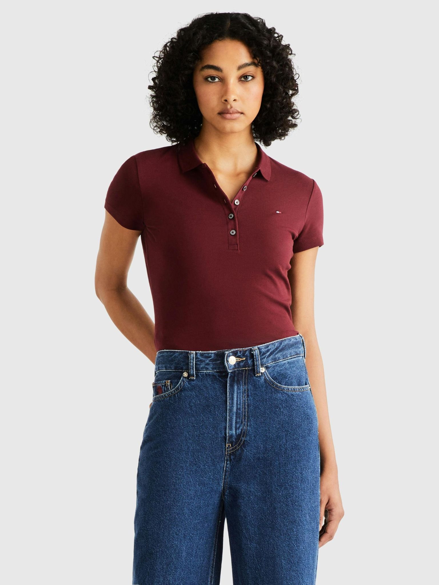 Tommy Hilfiger - Áo polo tay ngắn nữ TH Premium Slim Polo