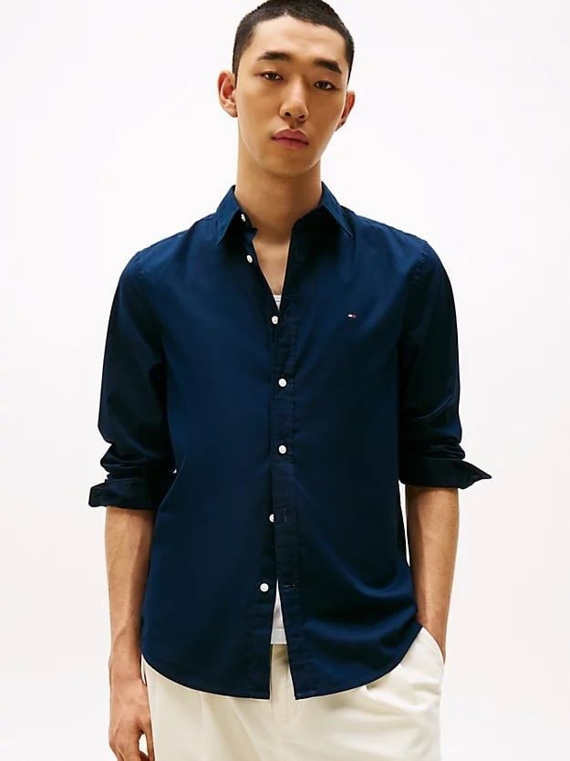 Tommy Hilfiger - Áo sơ mi tay dài nam TH Flex Slim Fit Poplin Shirt