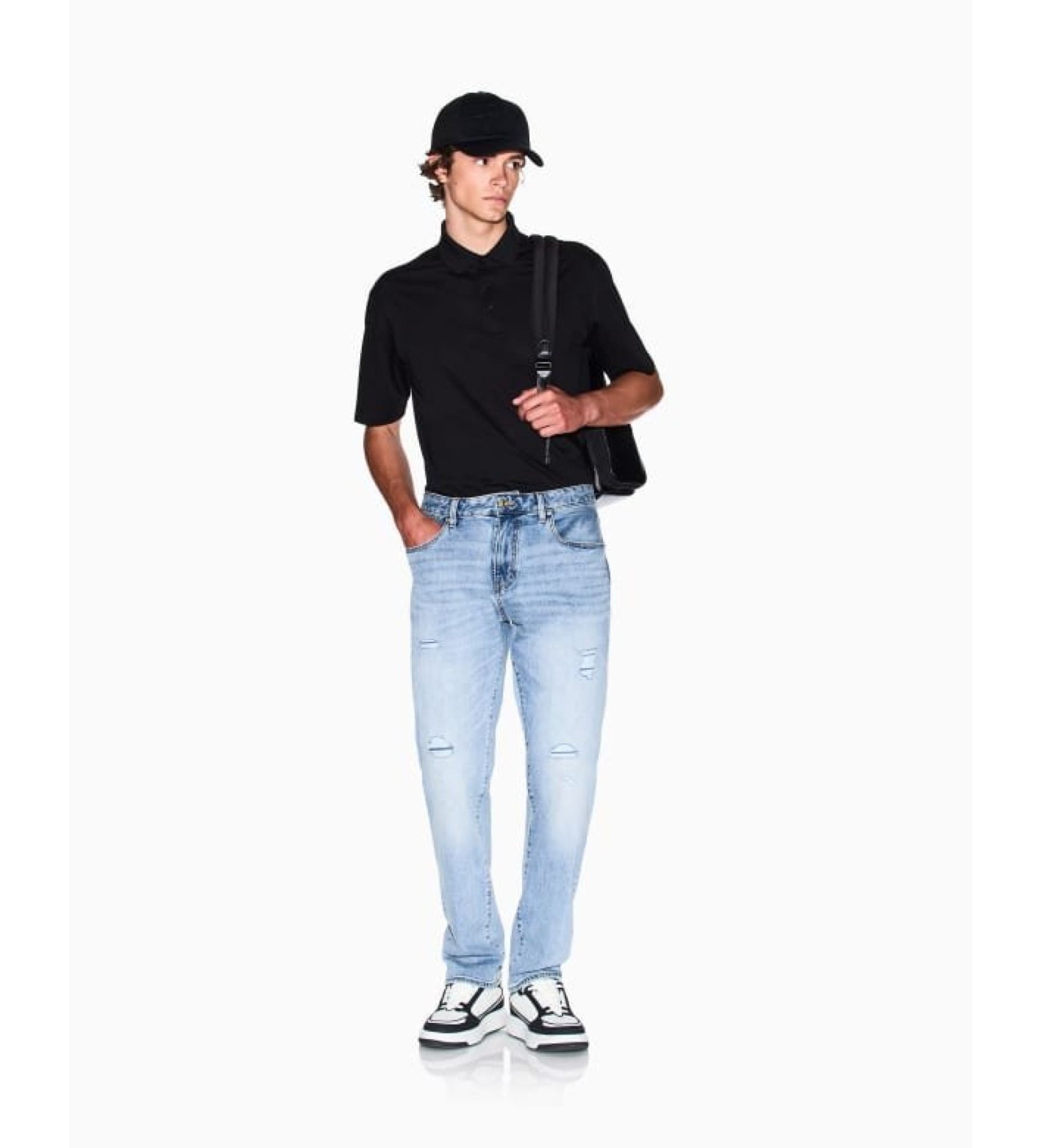 Armani Exchange - Áo polo nam AX Short sleeve polo shirt black