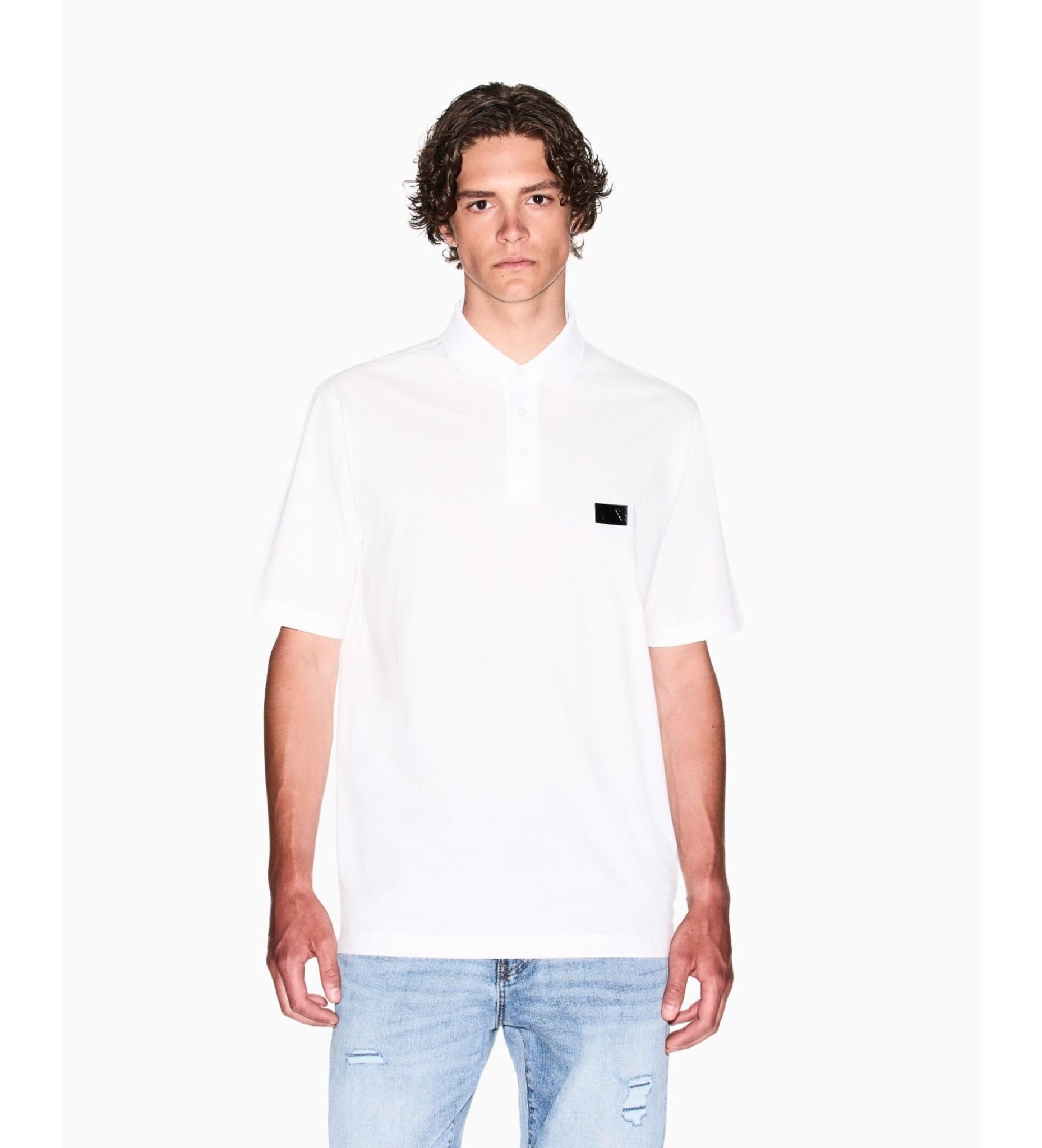 Armani Exchange - Áo polo nam AX White short sleeve polo shirt