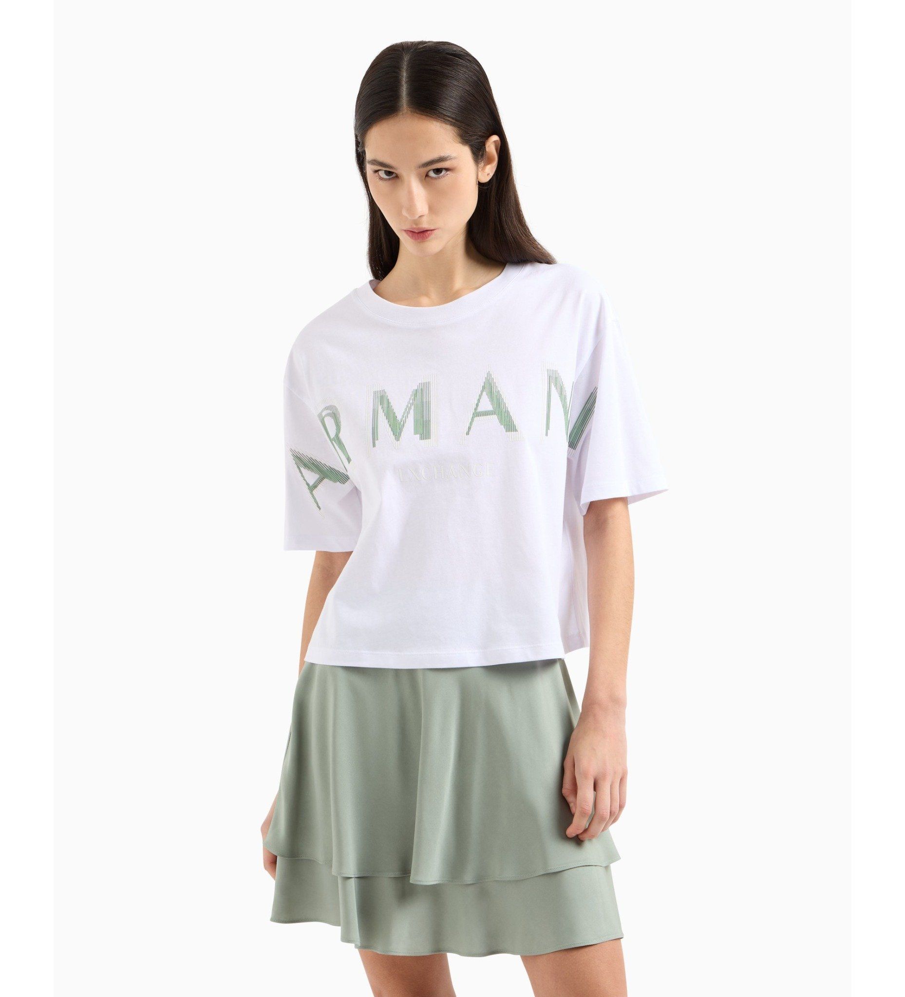 Armani Exchange - Áo phông tay ngắn nữ Ax Cropped short sleeve t-shirt