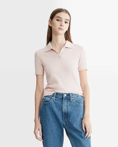 Calvin Klein - Áo polo tay ngắn nữ Fast Track Rib Knit Polo Top