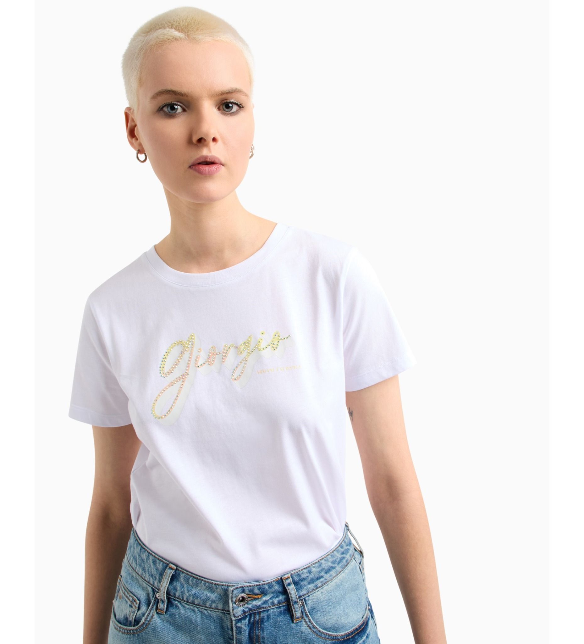 Armani Exchange - Áo phông thời trang nữ Ax Short sleeve T-shirt white