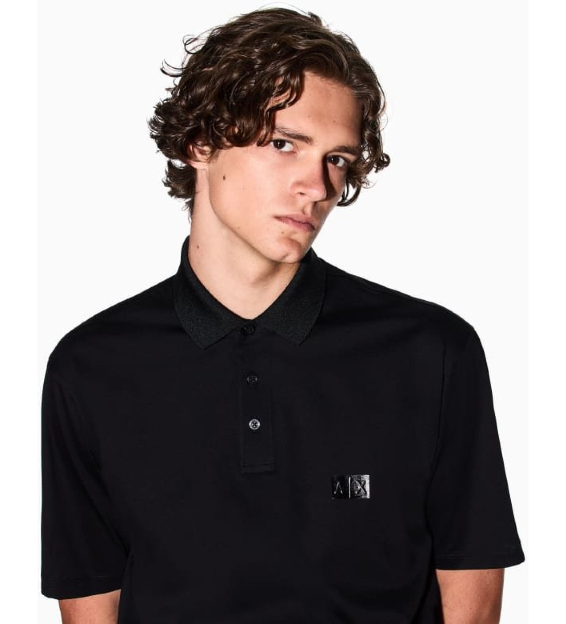 Armani Exchange - Áo polo nam AX Short sleeve polo shirt black