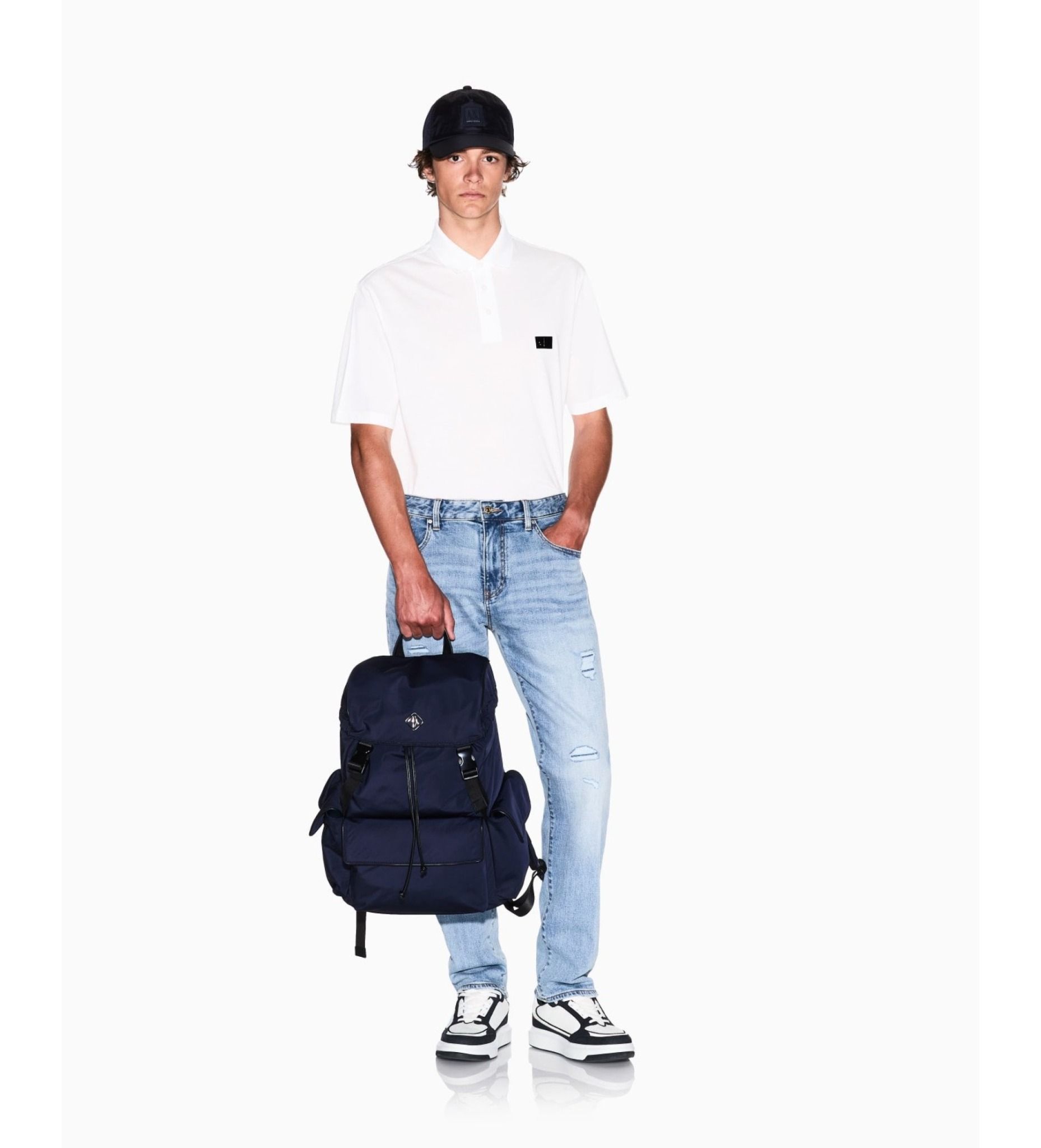 Armani Exchange - Áo polo nam AX White short sleeve polo shirt