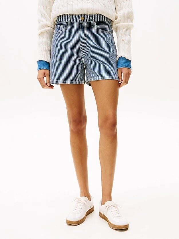 Tommy Hilfiger - Quần ngắn nữ Stripe Flared Denim Shorts