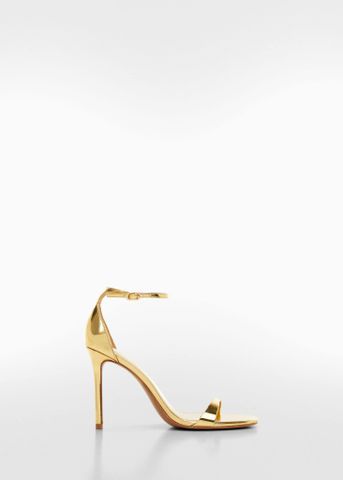 Mango - GIày cao gót nữ Metallic heel sandals