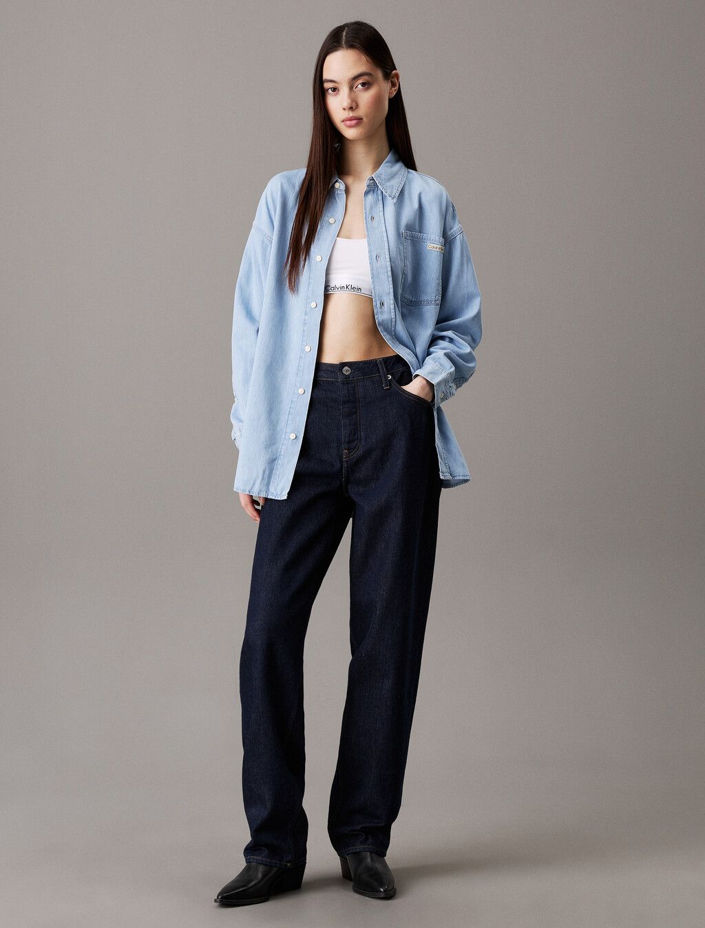 Calvin Klein - Áo sơ mi tay dài CK nữ Oversized Denim Shirt