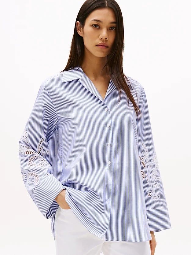 Tommy Hilfiger - Áo sơ mi tay dài nữ Broderie Anglaise Cotton Shirt