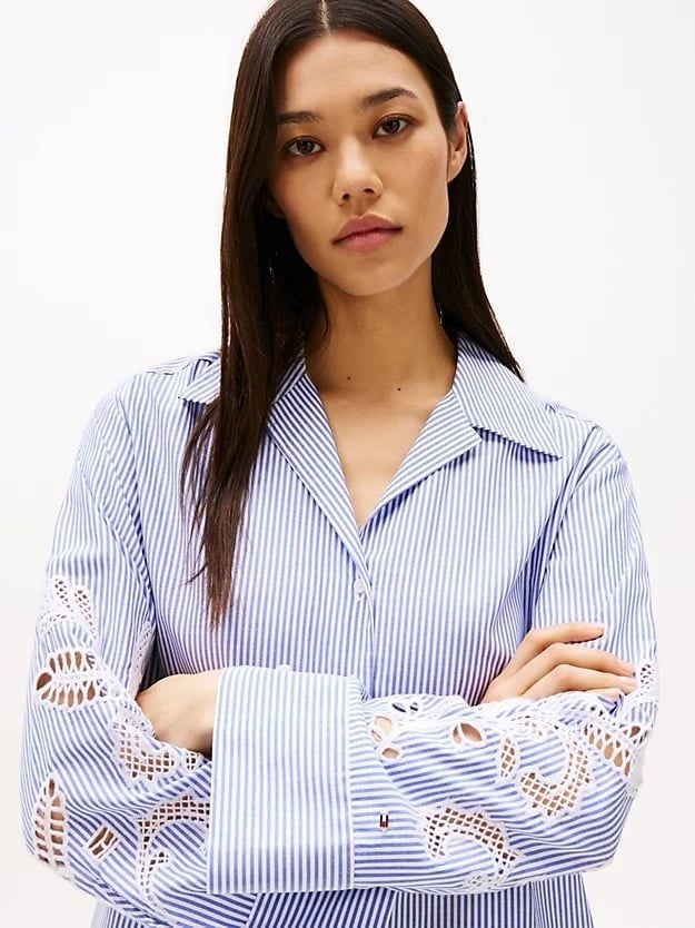 Tommy Hilfiger - Áo sơ mi tay dài nữ Broderie Anglaise Cotton Shirt