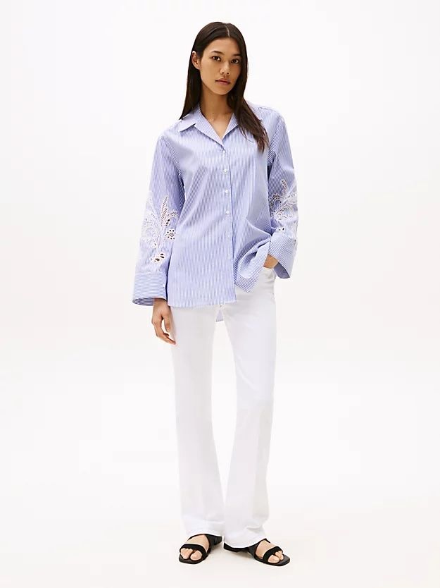Tommy Hilfiger - Áo sơ mi tay dài nữ Broderie Anglaise Cotton Shirt
