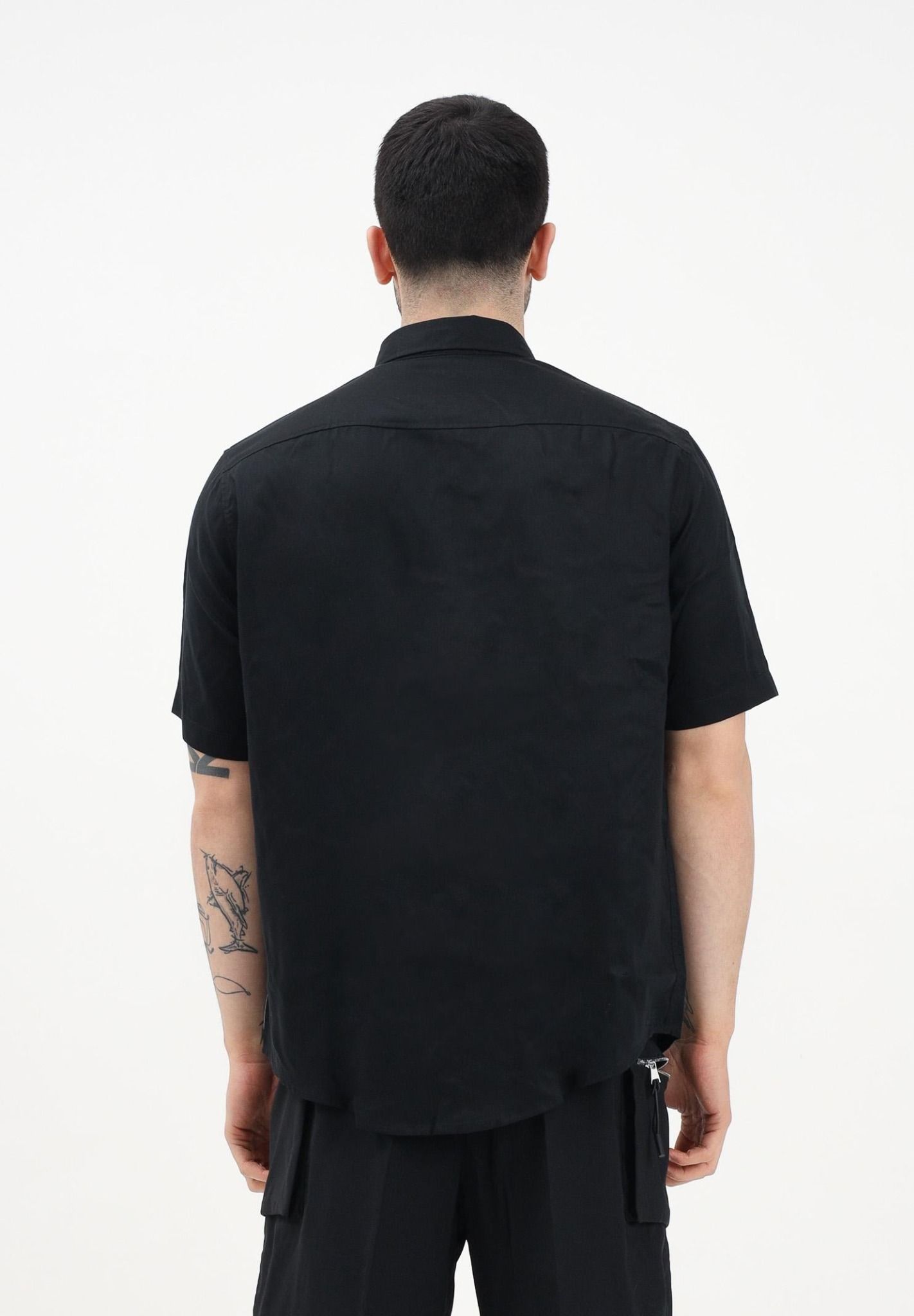 Armani Exchange - Áo sơ mi nam Ax Men's Black Short Sleeve Shirt