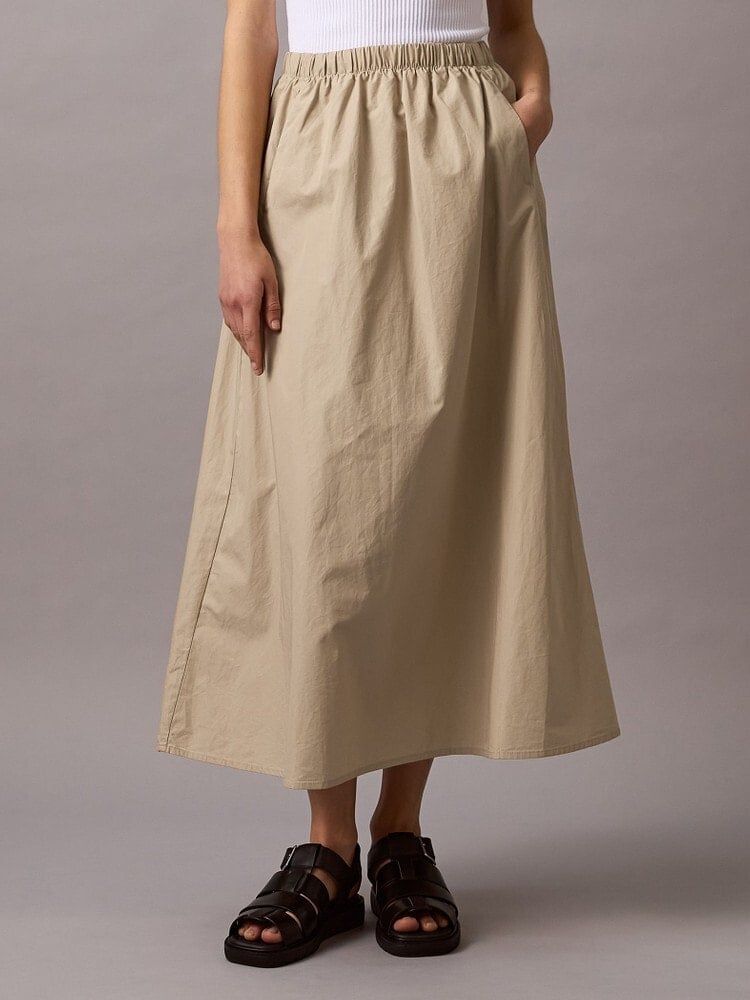 Calvin Klein - Váy dài CK nữ Poplin Pull On Midi Skirt