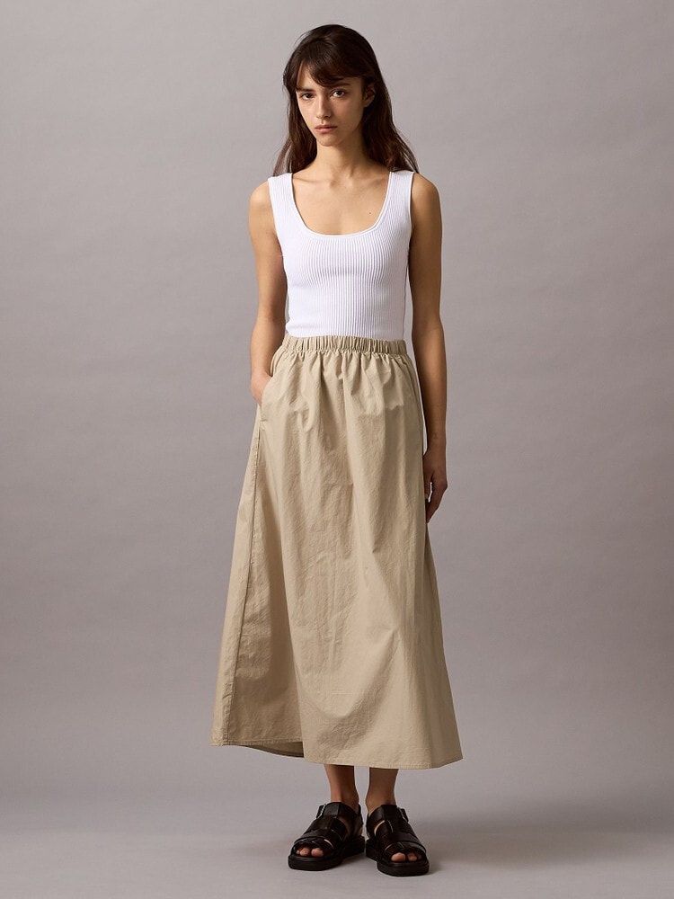 Calvin Klein - Váy dài CK nữ Poplin Pull On Midi Skirt