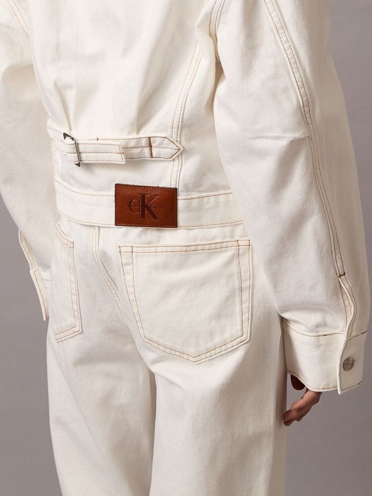 Calvin Klein - Áo khoác jeans CK nữ Cinched Trucker Jacket Chalk