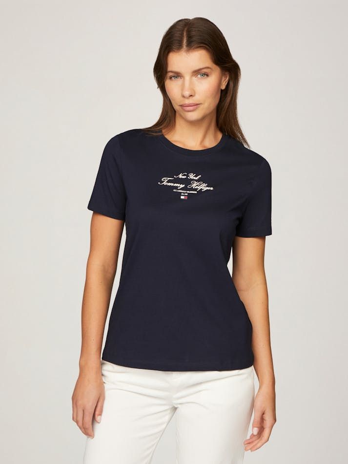 Tommy Hilfiger - Áo thun tay ngắn nữ Regular Script Crew Neck T-Shirt