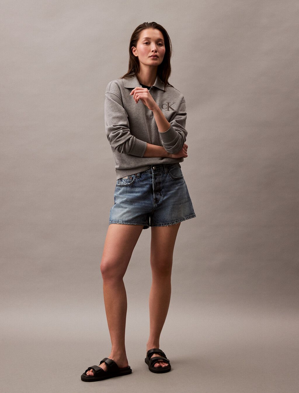 Calvin Klein - Quần jeans CK nữ Relaxed Denim Bermuda Shorts